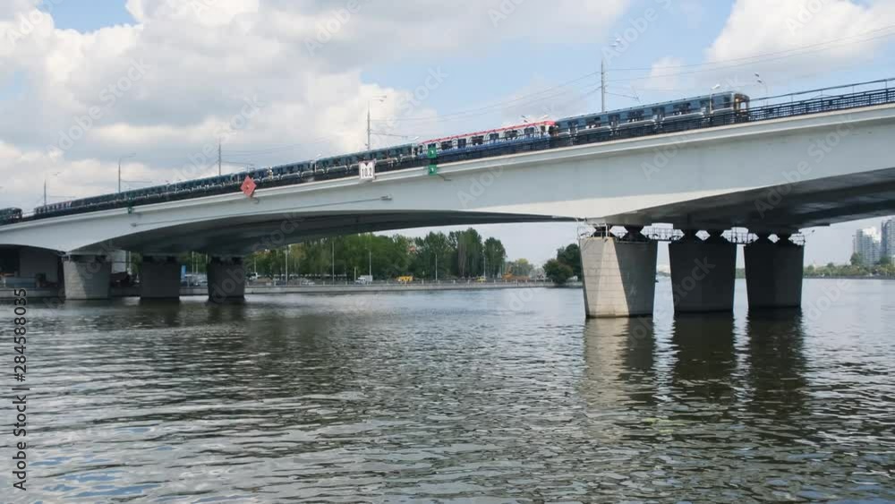 Subway train goes over the bridge. Moscow, Russia Subway train goes over the bridge. Moscow, Russia