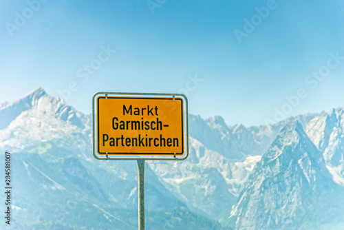 Entrance sign of Garmisch Partenkirchen