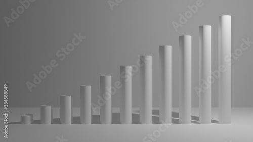 white, blue, red, green 3d graph going up from left to right for use with infograph or chart