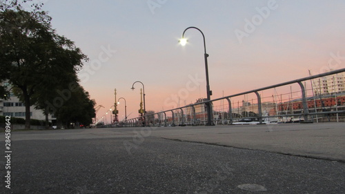 sunset in city