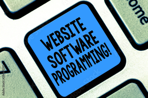 Text sign showing Website Software Programming. Conceptual photo coding or programming that enables website Keyboard key Intention to create computer message pressing keypad idea photo