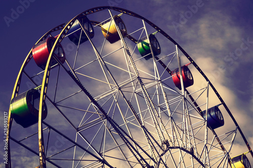 carousel  ferris wheel in an amusement park