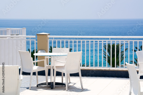 Cafe restaurant with sea view from above © beletskaya18