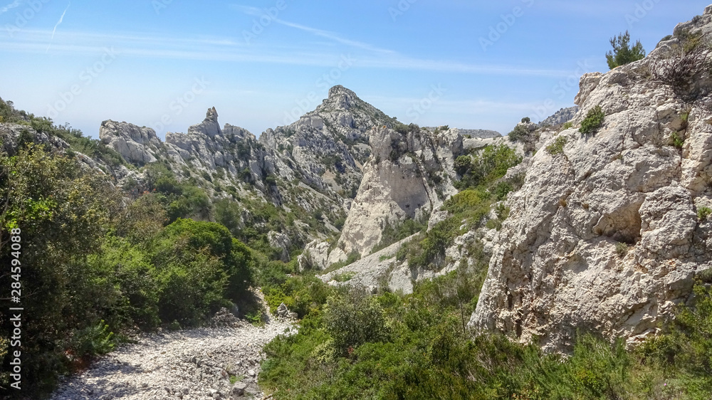 Park with calanques in Marseille, south of France.