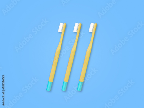 Bamboo toothbrush on the colorful background