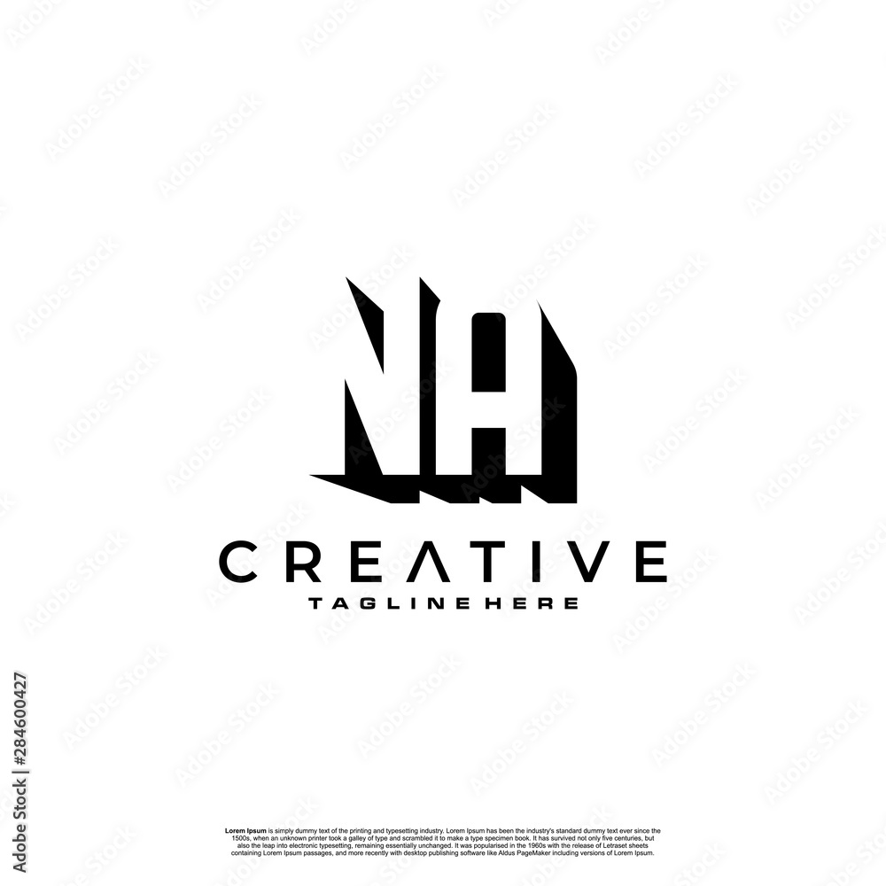NA Letter Initial Logo Design in shadow shape design concept NA Letter Initial Logo Design in shadow shape design concept