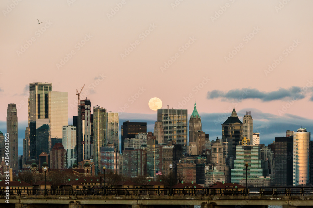 full moon over New York city
