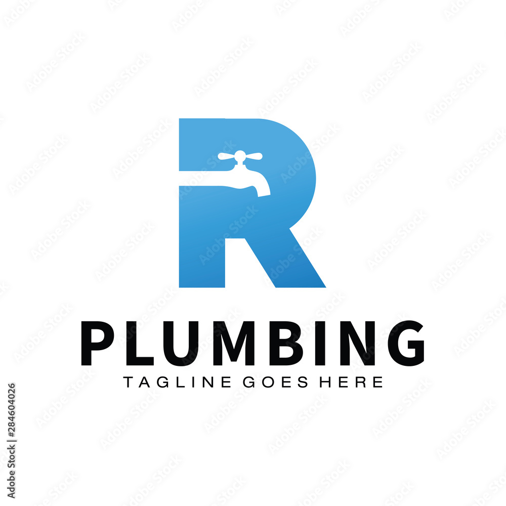 Plumbing Service Logo Template, Letter R logo Stock Vector | Adobe Stock