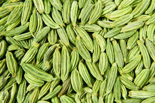 dried fennel seeds or Saunf herb texture background,top view 