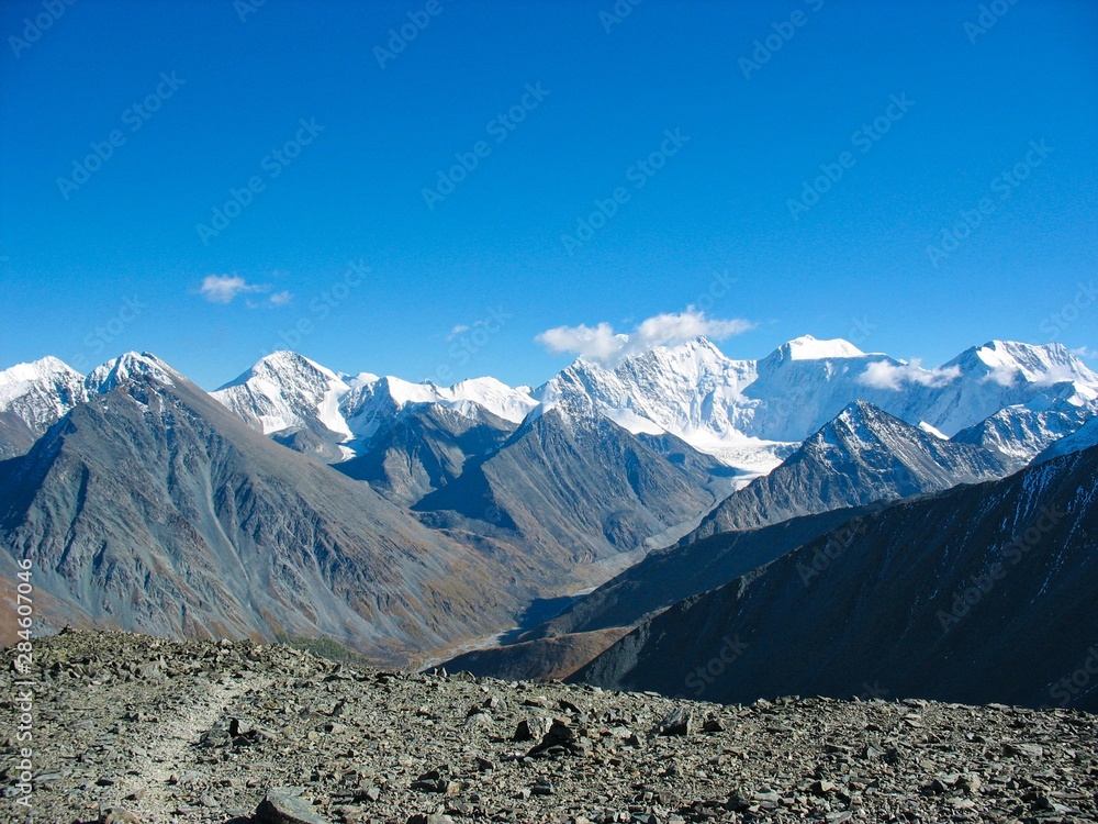 Fototapeta premium Belukha mountain in clouds