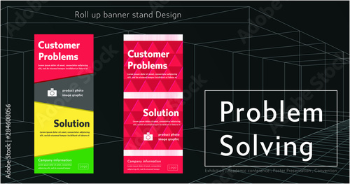 Roll up banner stand design template, Exhibition , Academic conference, Poster Presentation, Convention, MICE, problem solving, solution	