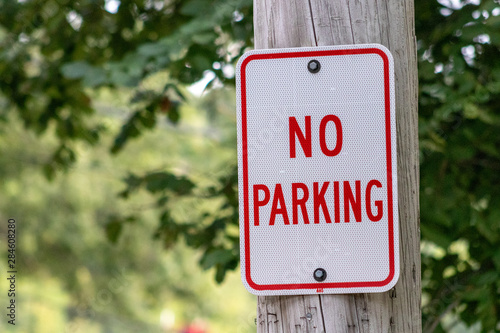 No parking sign on the telegraph pole