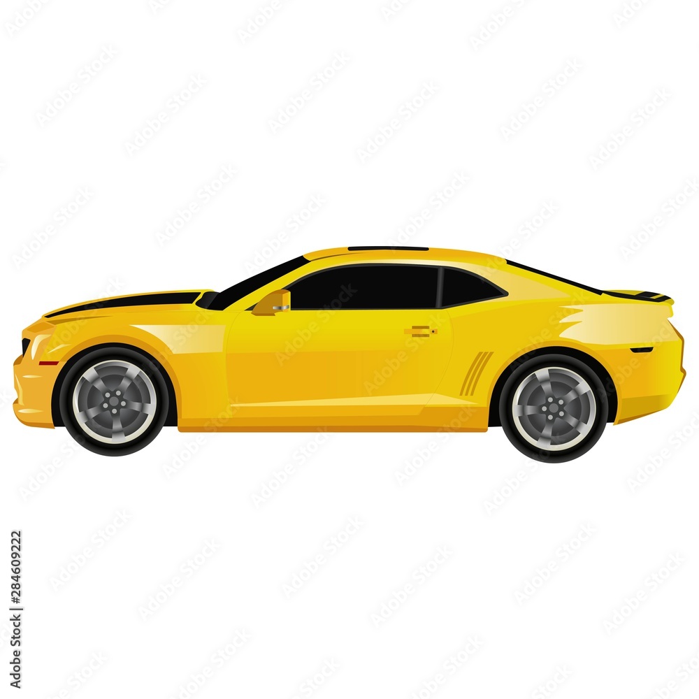 Yellow sports car. vector icon.