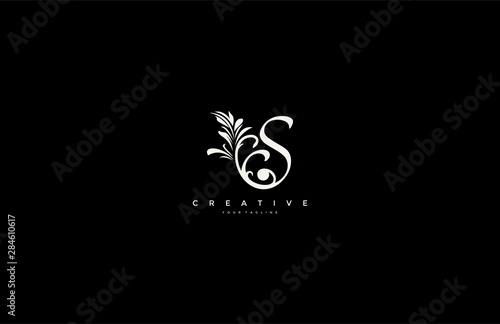 Calligraphy S Letter Linked Floral Baroque Ornament Monogram Logo