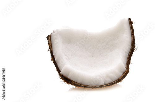 coconut slice on white background