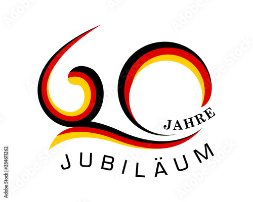 60th anniversary years with the element wave curved german flag vector