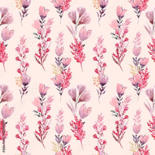 pattern flower arrangements with watercolor