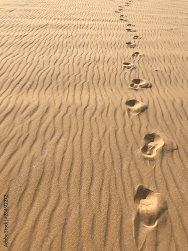 Huellas de persona en el desierto