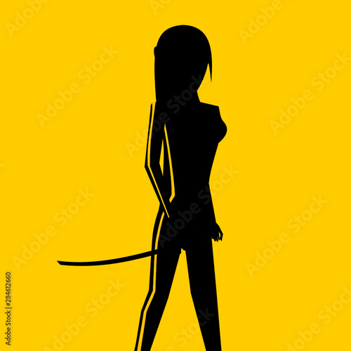 Frau mit Samurai Schwert