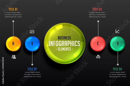 dark theme infographics steps design template
