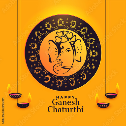 artistic lord ganesha design for ganesh chaturthi festival