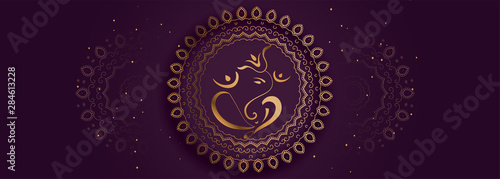 Photo decorative lord ganesha design golden banner