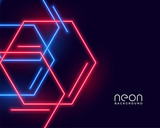 hexagon shape neon lights in blue and red colors