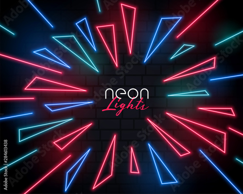 shiny neon light burst style abstract background