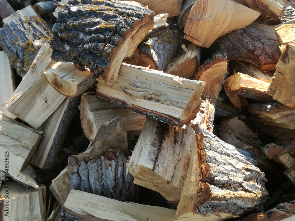 Heap of cut firewood. Sawn and cut tree trunks drying outdoors in the sun before being stacked and stored. Heap of cut firewood. Sawn and cut tree trunks drying outdoors in the sun before being stacked and stored.