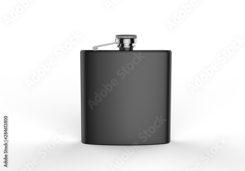 Bilde på lerret Blank  Stainless Steel Hip Flask For Branding, 3d illustration.