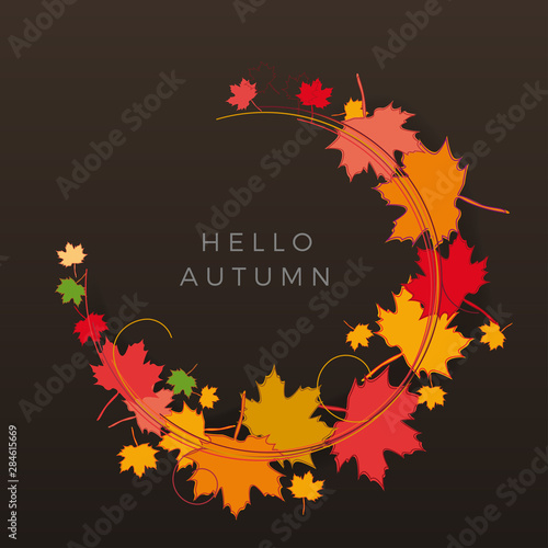 Autumn sale background, layout decorate with leaves of autumn. Poster and frame leaflet or web banner. Vector template.