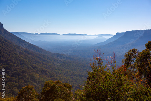 Looking down in to WolganValley in the Blue mountains new south wales on 4th August 2019