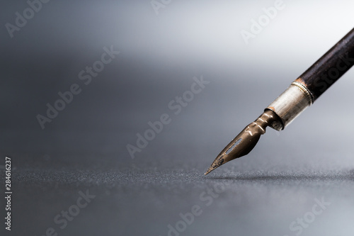 Fountain pen with clipping path on black background