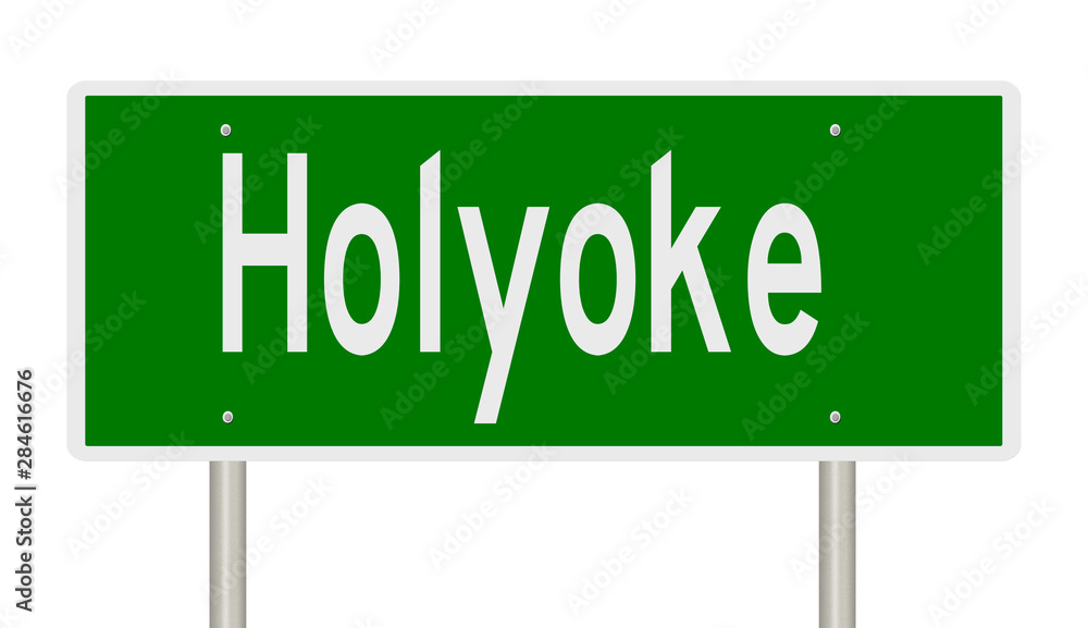 Rendering of a green highway sign for Holyoke Massachusetts Rendering of a green highway sign for Holyoke Massachusetts