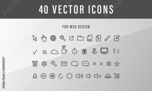 40 modern line icons set for web design