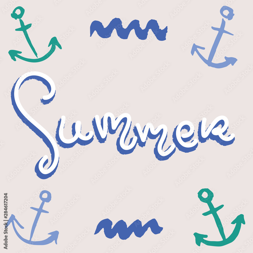Obraz premium Summer lettering logo decoration greetings card template