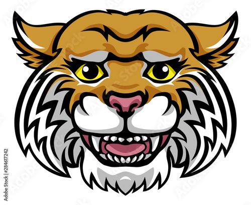 A wildcat mascot friendly cute happy animal cartoon character