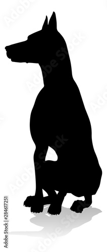 A detailed animal silhouette of a pet dog