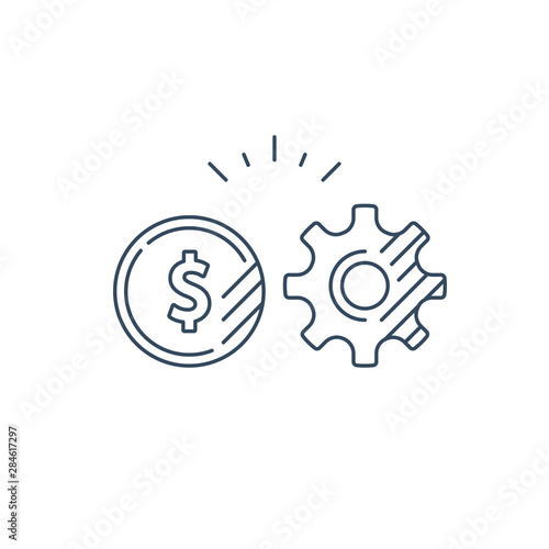 Gear wheel financial plan, money investment strategy idea, line icon