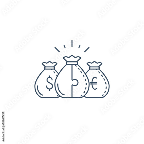 Financial concept, budget plan, money bags, compound interest line icon