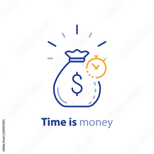 Long term investment, return on investing money, pension fund planning line icon