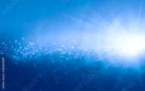 Abstract bright flare sparkle blue background
