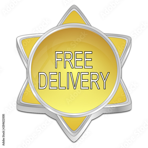 free Delivery Button - 3D illustration