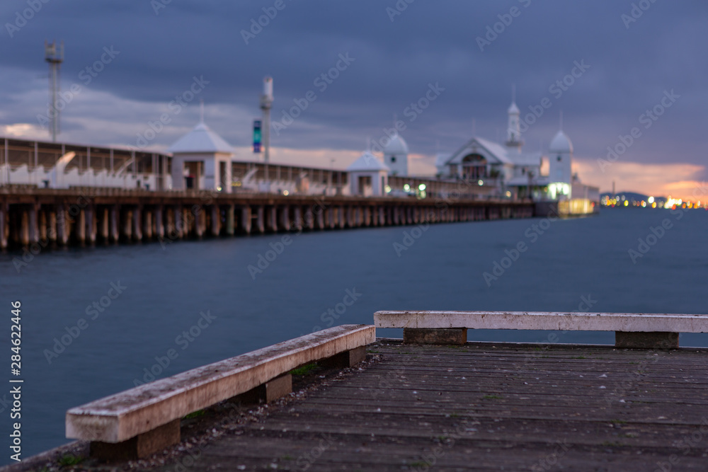 Obraz premium The cunningham pier with selective focus located at geelong victoria australia on 6th August 2019