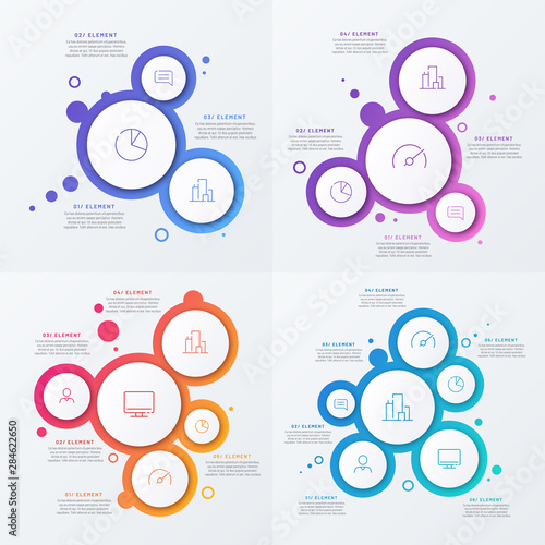 Abstract vector gradient minimalistic infographic template composed of circles
