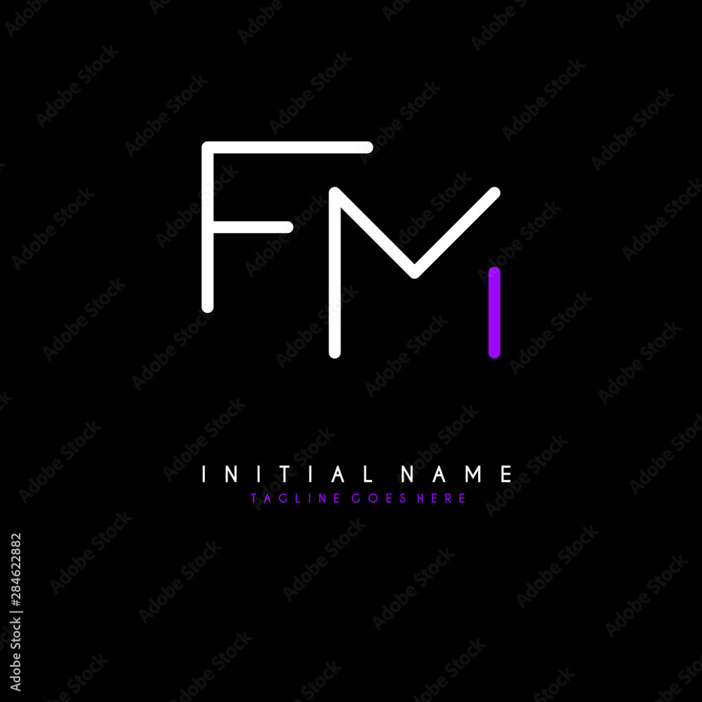 Initial F M FM minimalist modern logo identity vector