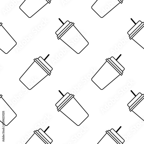 Paper or plastic cup with a drink seamless pattern. Background. Abstract geometric shape texture. Design template for wallpapers, wrapping, textile. Vector Illustration