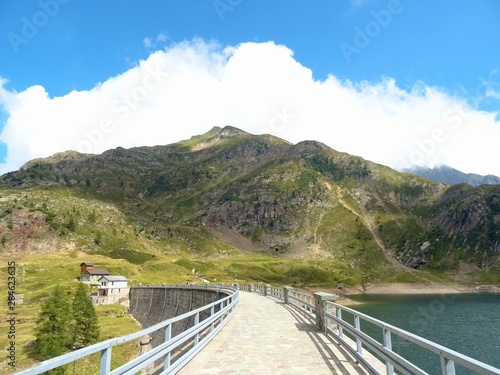 The "Laghi Lakes", in the Orobie Alps: A small valley with pastures, woods and lakes Among the Italian Mountains, near the town of Bergamo - August 2019.