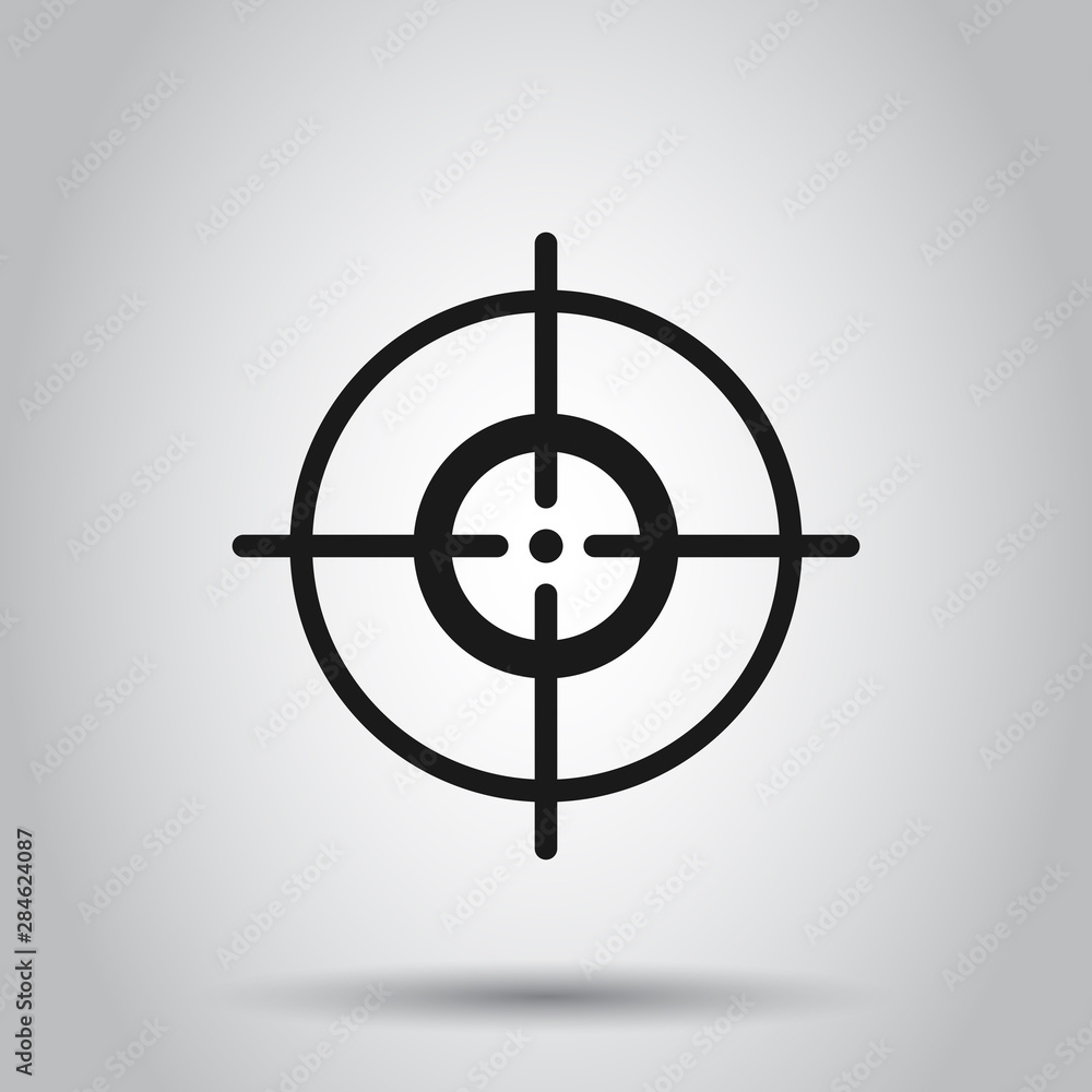 Shooting target vector icon in flat style. Aim sniper symbol illustration on isolated background. Target aim business concept. Shooting target vector icon in flat style. Aim sniper symbol illustration on isolated background. Target aim business concept.