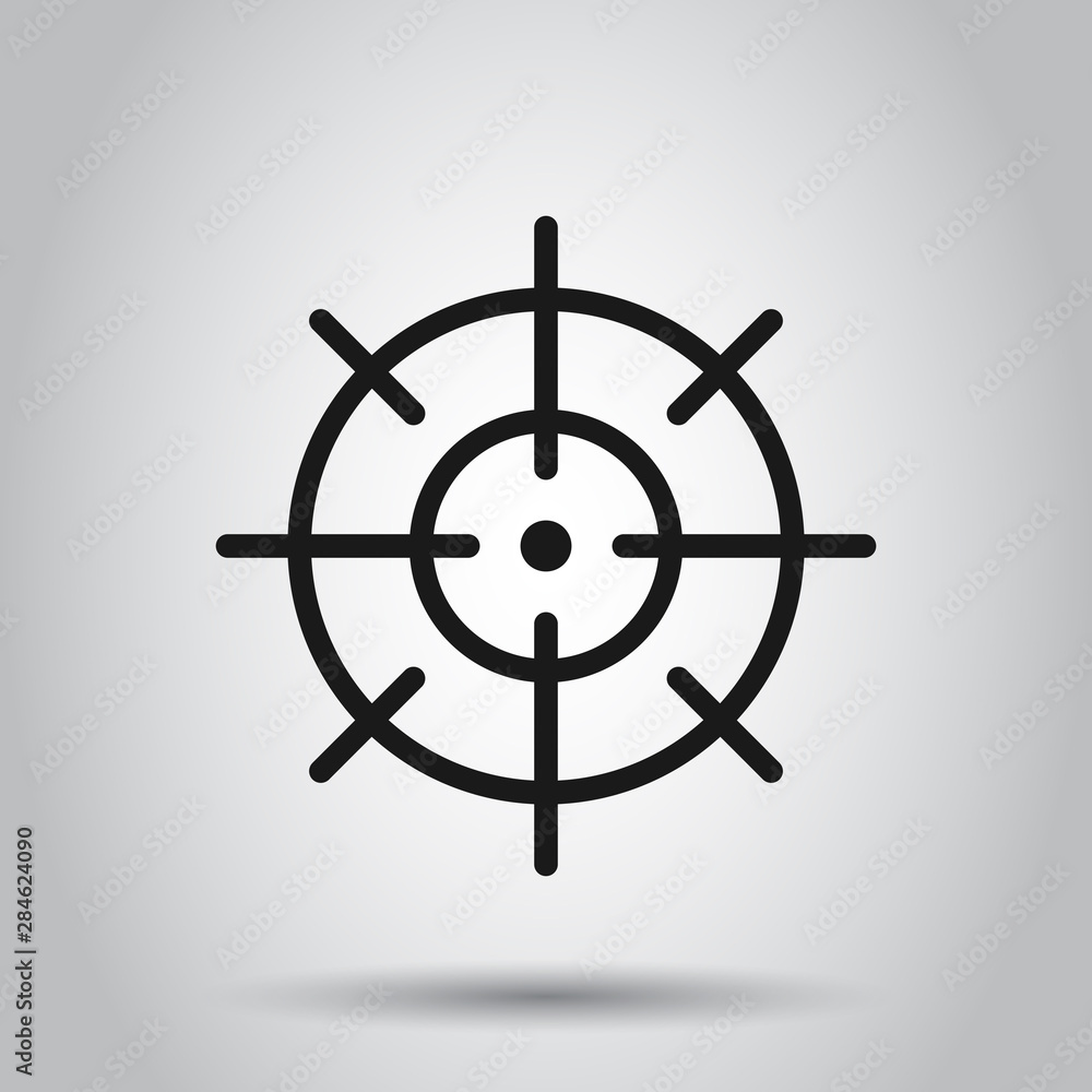 Shooting target vector icon in flat style. Aim sniper symbol illustration on isolated background. Target aim business concept. Shooting target vector icon in flat style. Aim sniper symbol illustration on isolated background. Target aim business concept.